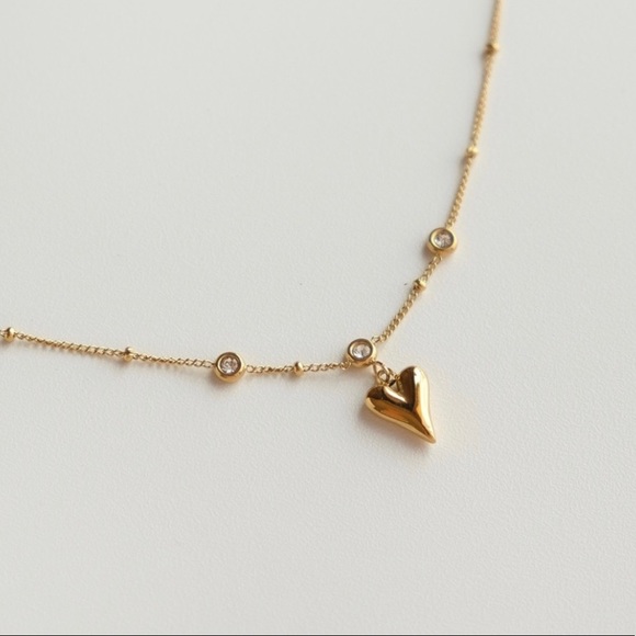 Heart Beaded Crystal Zirconia Dainty Anklet | Gold Plated Stainless Steel - Picture 5 of 6